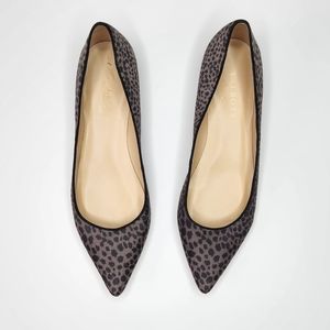 Talbots leather animal print shoes low heel sz 9.5 M pointy toe flats dr…